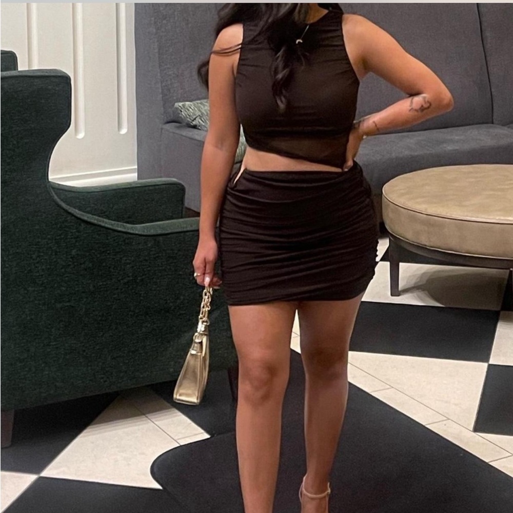 Brown cut out dress